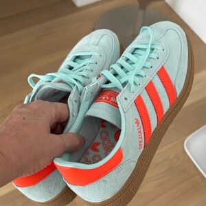 Adidas Mint and Neon Orange Sneakers